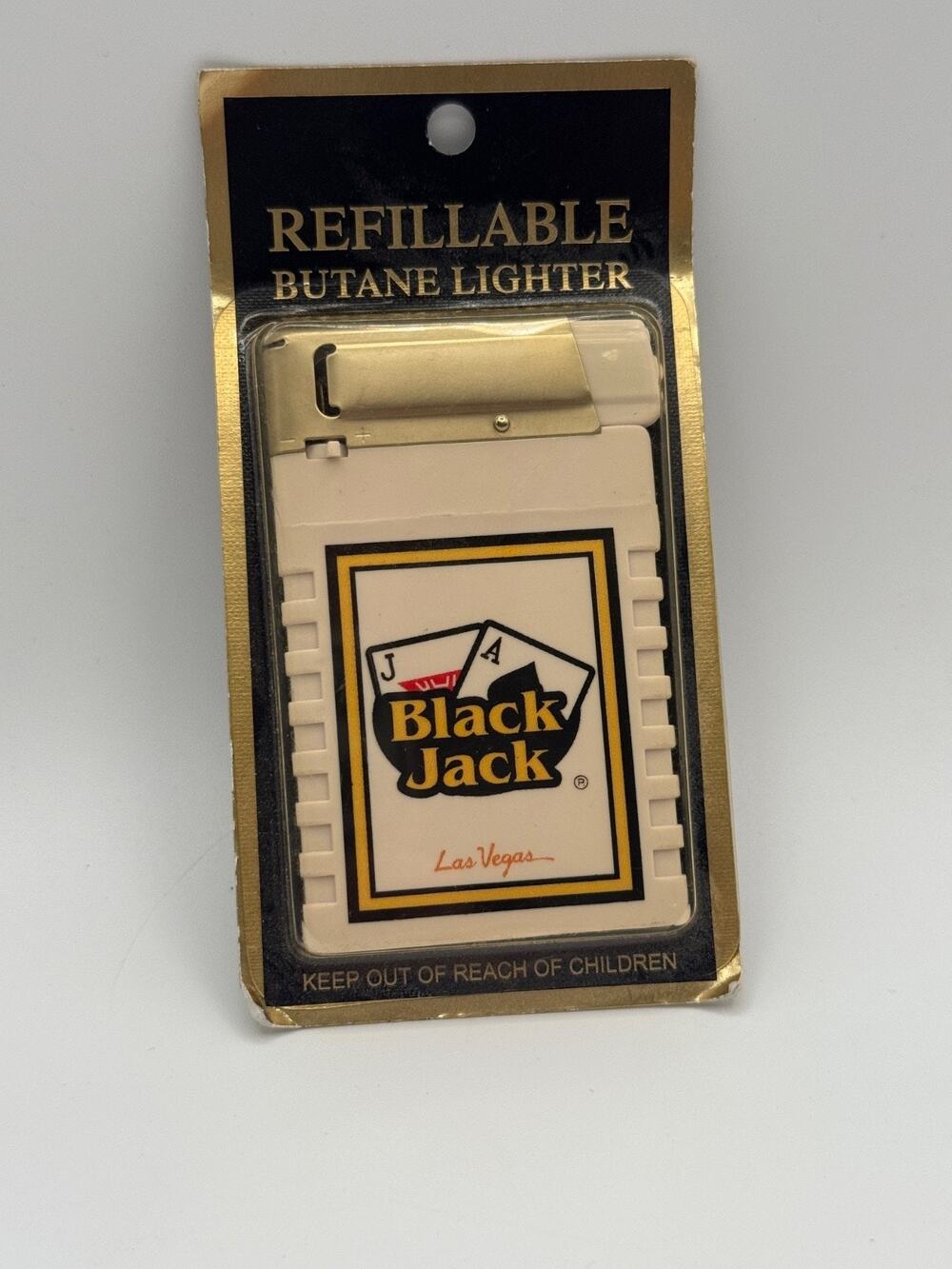 NOS Black Jack Las Vegas Refillable Butane Lighter IGT Licensed Sealed